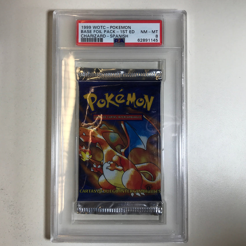 SPANISH PSA 8 Pokemon Base Set Pack 1st Edition - Charizard 145