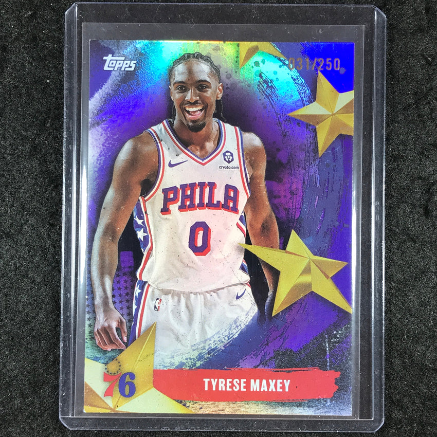 2025-26 Topps TYRESE MAXEY Stars of the NBA Purple Rainbow 31/250 #27