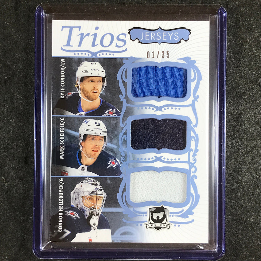 2023-24 The Cup Hockey CONNOR SCHEIFELE HELLEBUYCK Cup Trios Jersey Relic 1/35