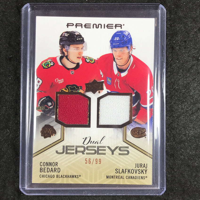 2024-25 Premier Hockey CONNOR BEDARD JURAJ SLAFKOVSKY Dual Jersey Relic 56/99