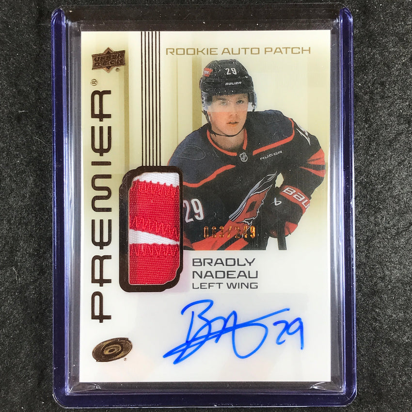 2024-25 Premier Hockey BRADLY NADEAU Rookie Acetate Patch Auto Bronze 63/249