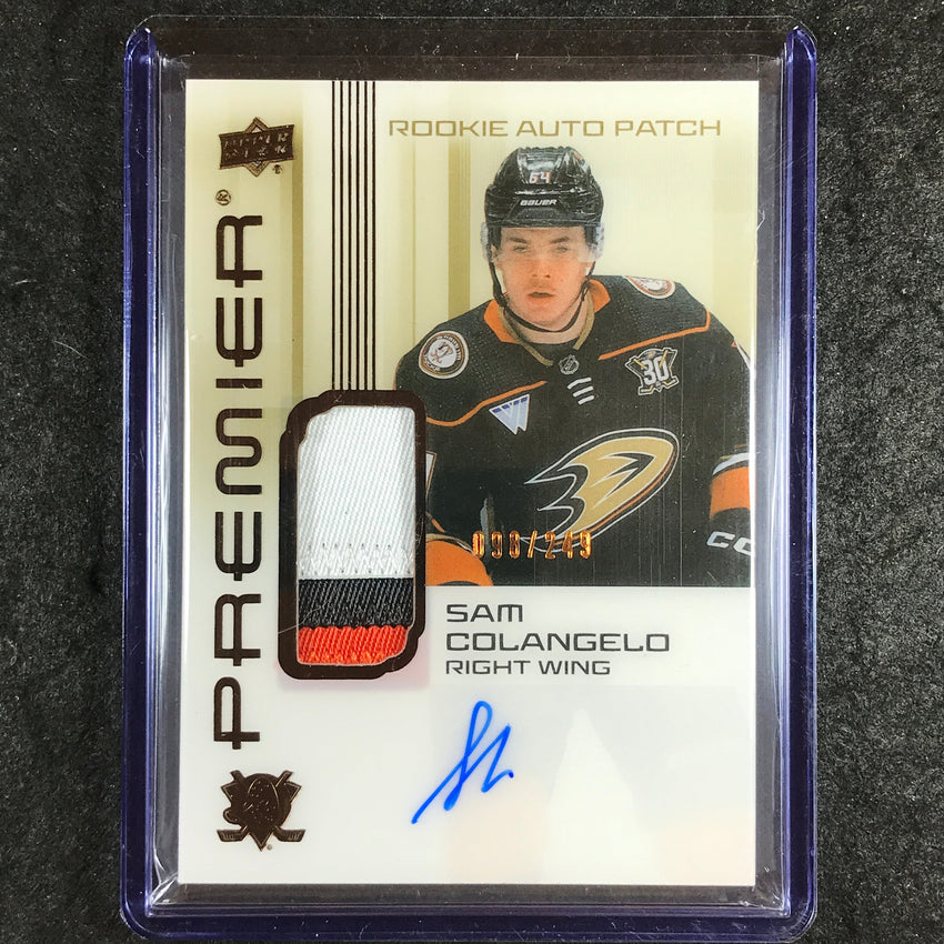2024-25 Premier Hockey SAM COLANGELO Rookie Acetate Patch Auto Bronze 98/249
