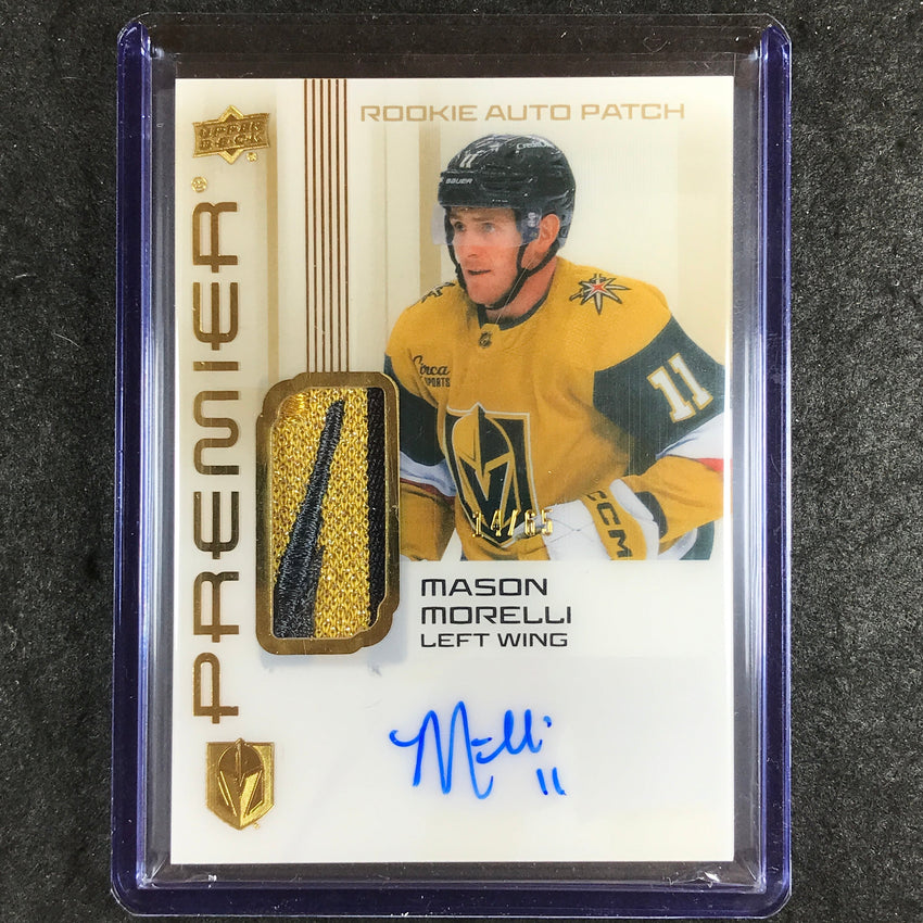 2024-25 Premier Hockey MASON MORELLI Rookie Acetate Patch Auto Gold 14/65