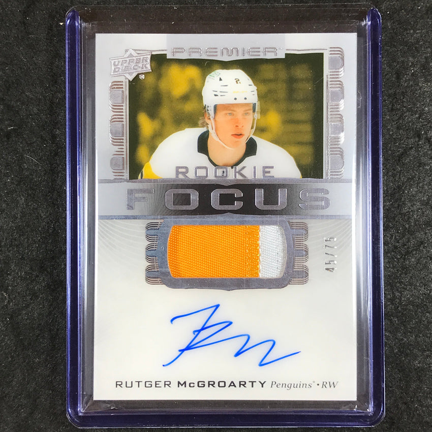 2024-25 Premier Hockey RUTGER MCGROARTY Premier Focus Rookie Patch Auto 45/75