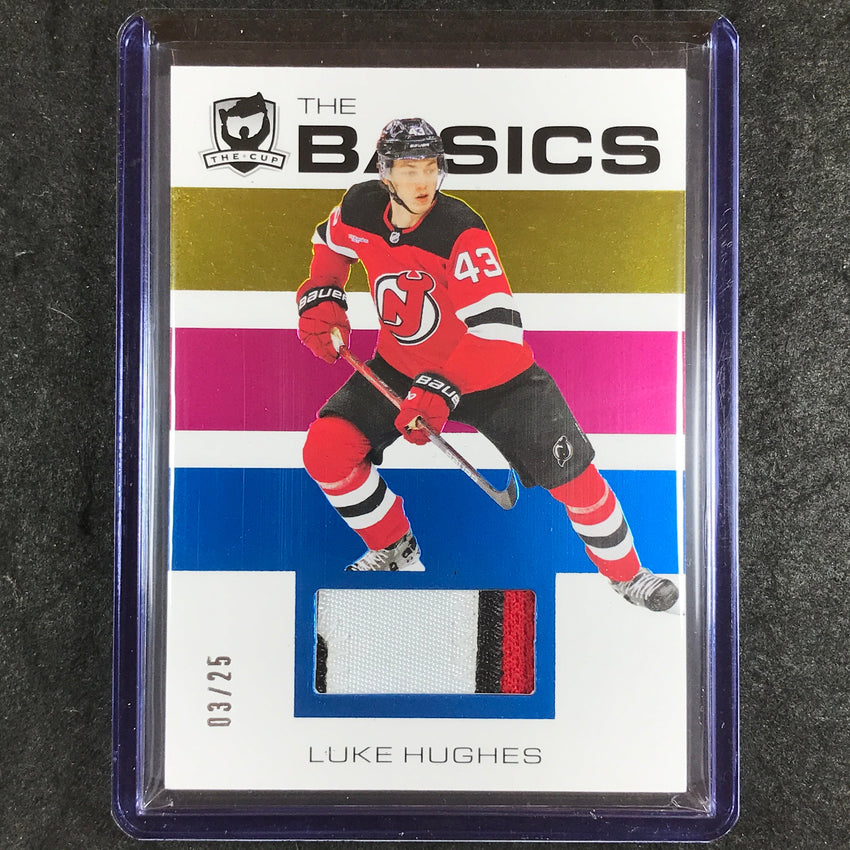 2023-24 The Cup Hockey LUKE HUGHES The Basics Rookie Patch Relic 3/25