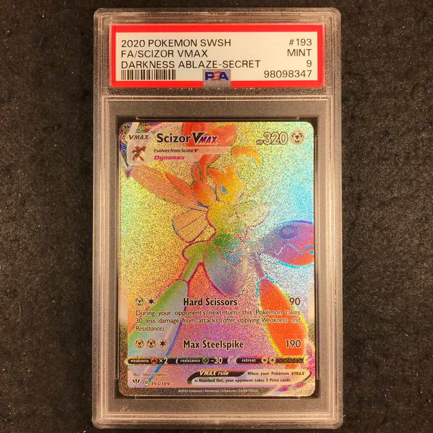 PSA 9 Scizor VMAX - 193/189 - Secret Rare Darkness Ablaze 347