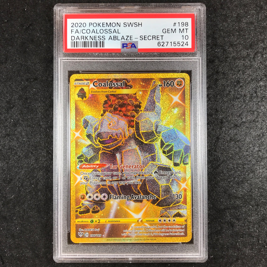 PSA 10 Coalossal - 198/189 - Secret Rare Darkness Ablaze 524