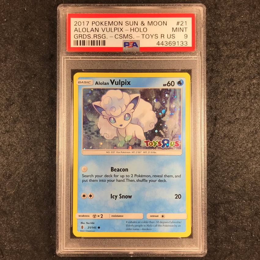 PSA 9 Alolan Vulpix - 21/145 - 2017 Toys R Us Cosmos Holo Promo 133