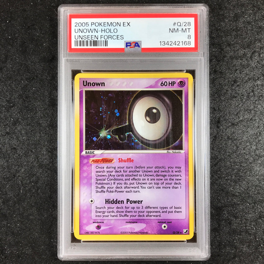 PSA 8 Unown - Q/28 - 2005 Holo EX Unseen Forces  168