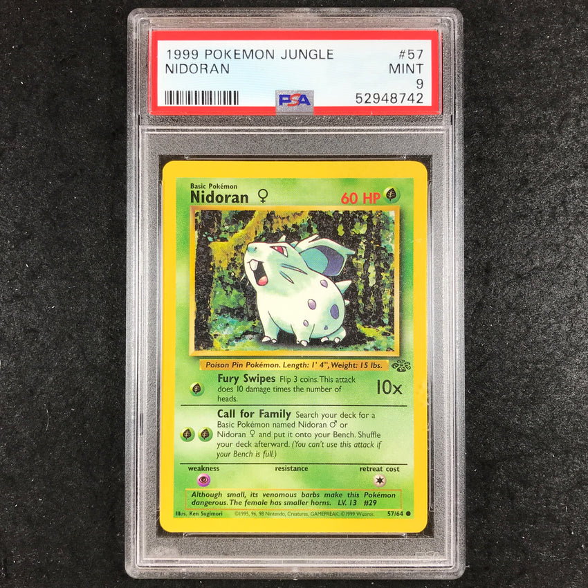 PSA 9 Nidoran - 57/64 - 1999 Jungle Unlimited  742