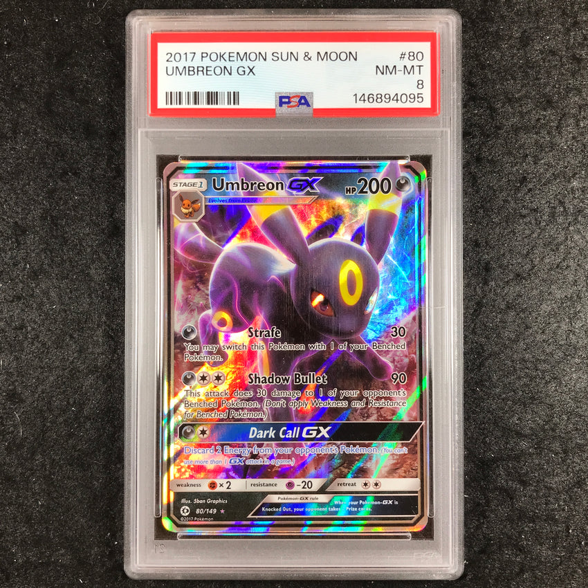 PSA 8 Umbreon GX - 80/149 - Ultra Rare 2017 Sun & Moon 095