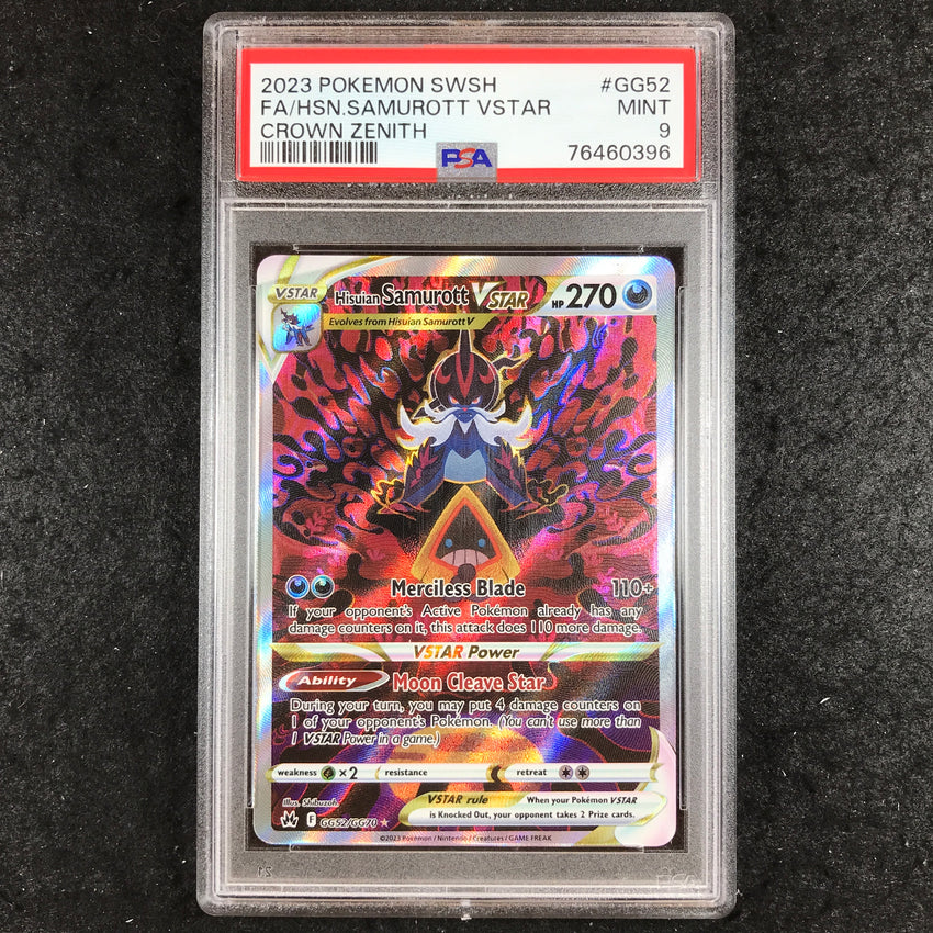 PSA 9 Hisuian Samurott VSTAR - GG52/GG70 - Full Art Crown Zenith  396