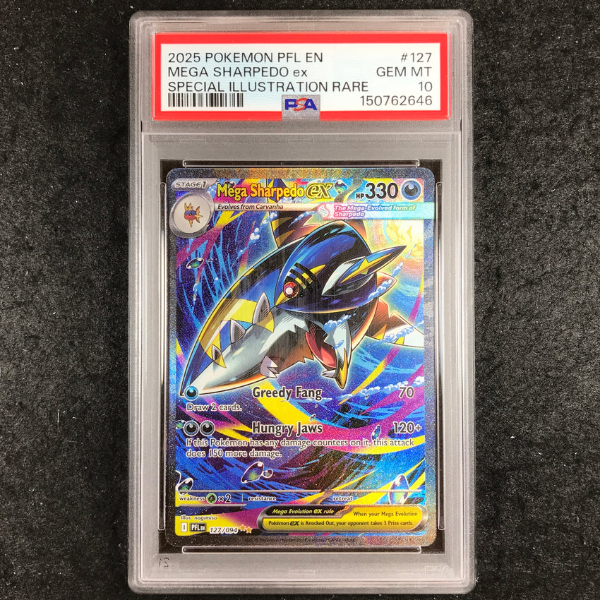 PSA 10 Mega Sharpedo ex - 127/094 - Special Illustration Rare Phantasmal Flames 646