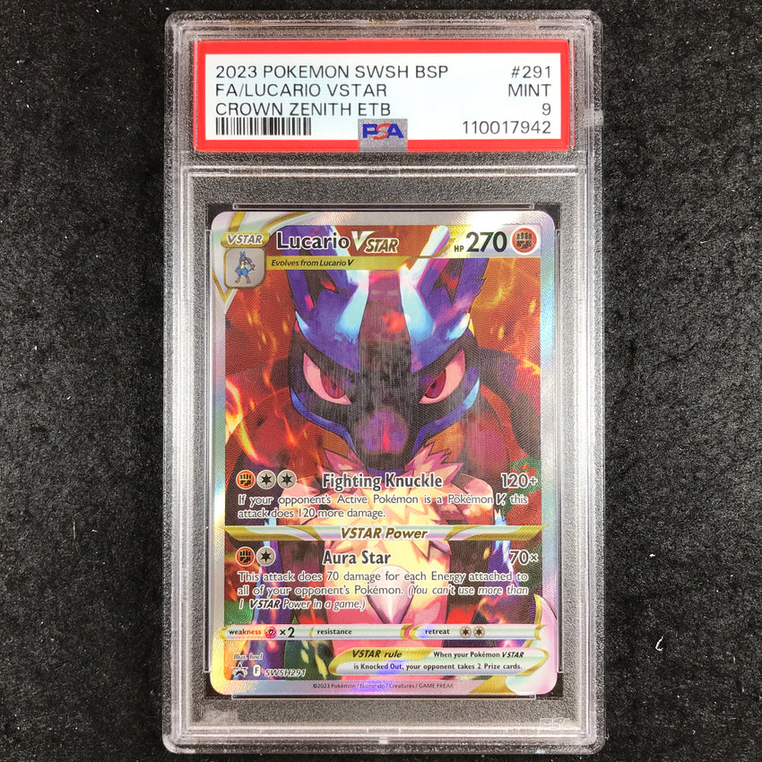 PSA 9 Lucario VSTAR - SWSH291 - Crown Zenith Elite Trainer Box Promo 942