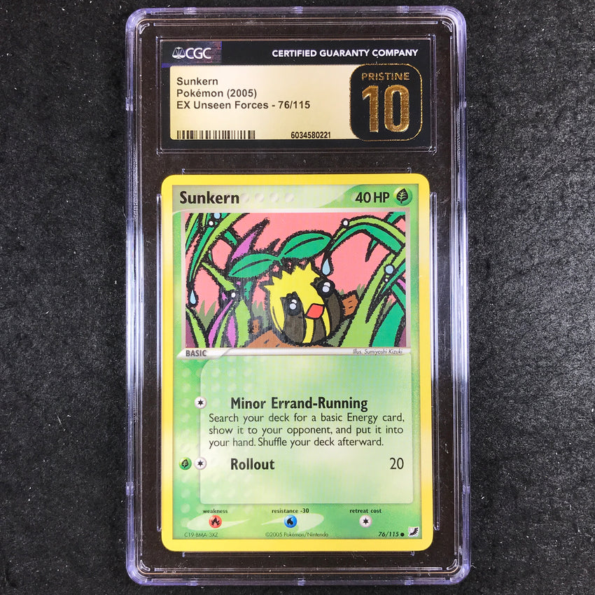 CGC 10 PRISTINE Sunkern - 76/115 - 2005 EX Unseen Forces 221