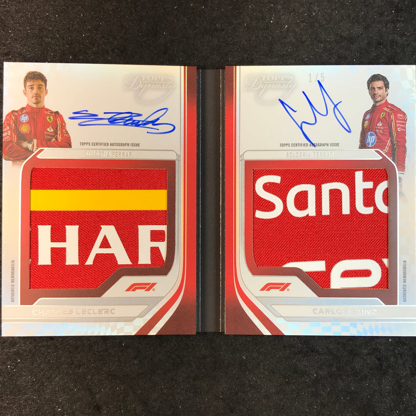 2024 Topps Dynasty Formula 1 CHARLES LECLERC SAINZ Dual Relic Auto Booklet 1/5