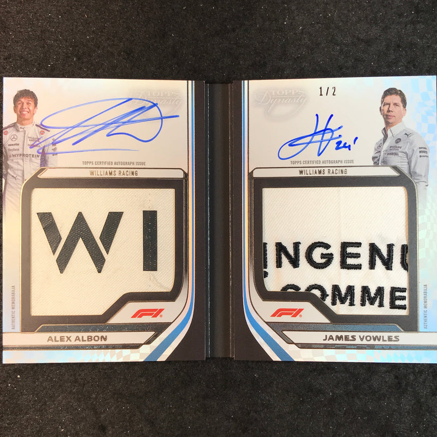 2024 Topps Dynasty Formula 1 ALEX ALBON VOWLES Dual Relic Auto Booklet Black 1/2
