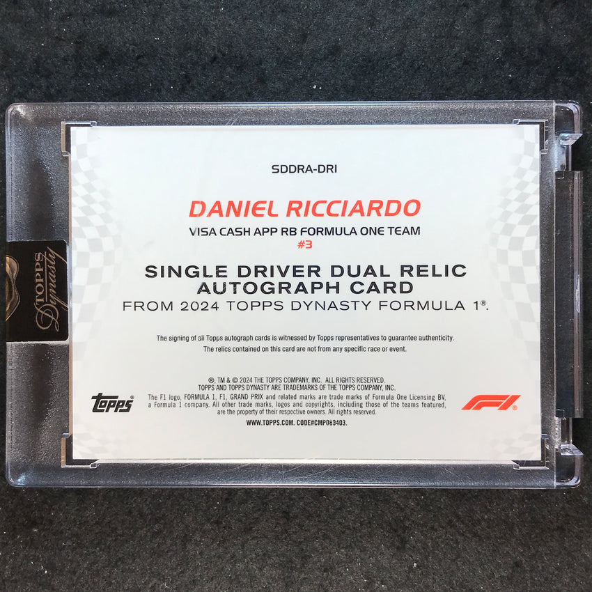 2024 Topps Dynasty Formula 1 DANIEL RICCIARDO Single Driver Dual Relic Auto 3/10