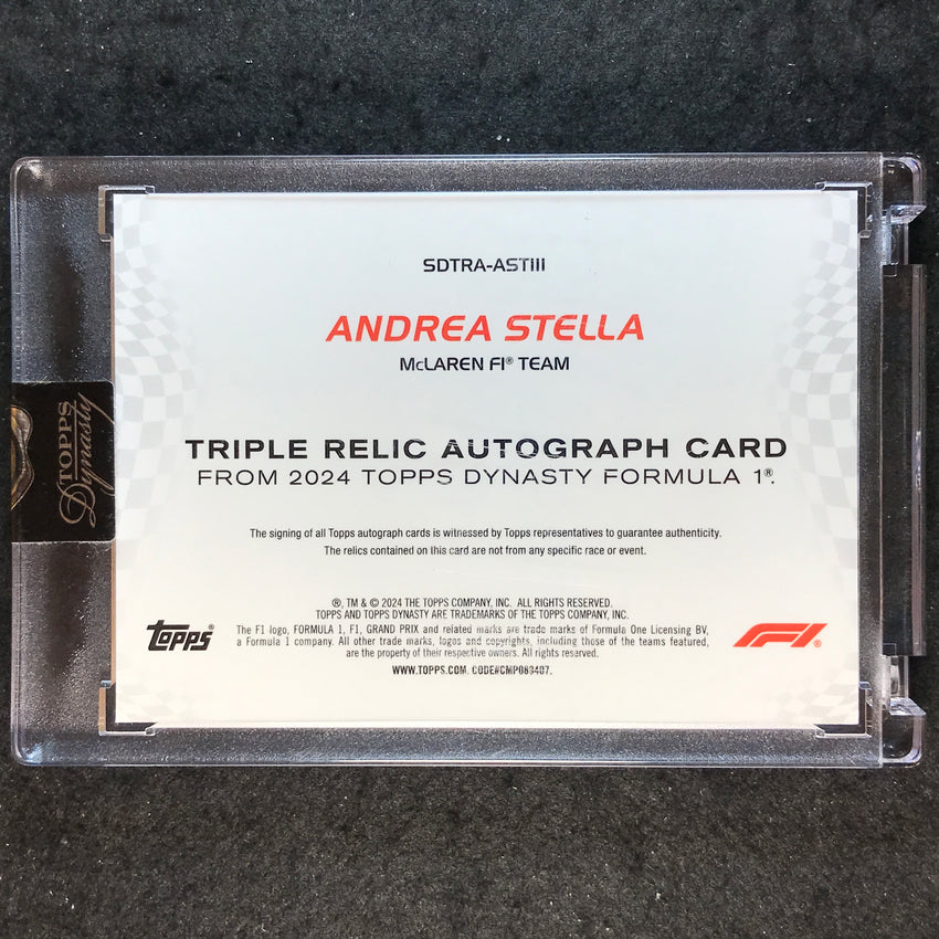 2024 Topps Dynasty Formula 1 ANDREA STELLA Single Triver Triple Relic Auto 9/10