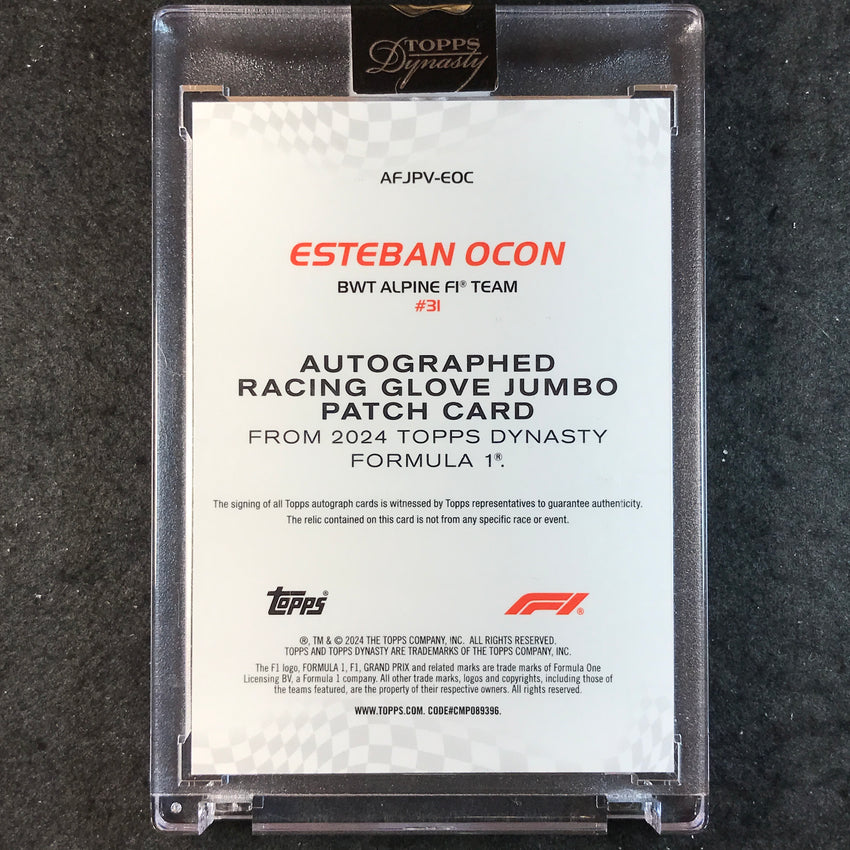2024 Topps Dynasty Formula 1 ESTEBAN OCON Racing Glove Jumbo Patch Auto 1/1