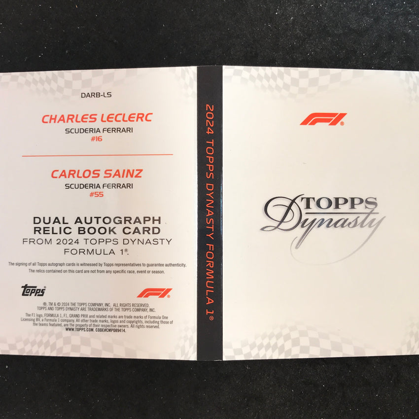 2024 Topps Dynasty Formula 1 CHARLES LECLERC SAINZ Dual Relic Auto Booklet 1/5