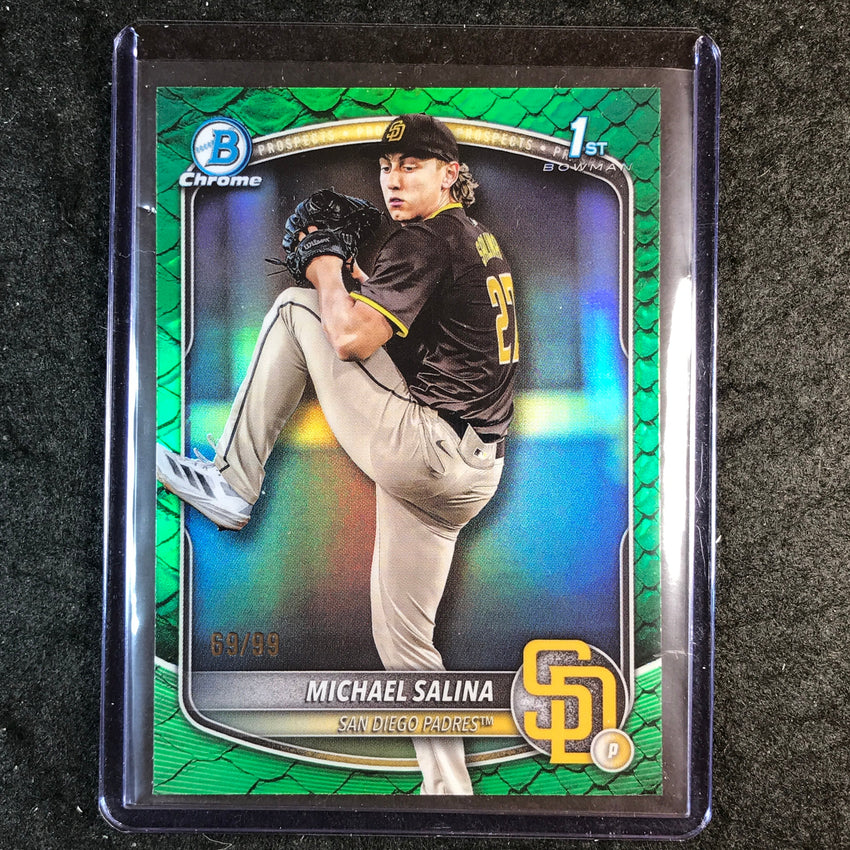 2025 Bowman Draft MICHAEL SALINA 1st Bowman Chrome Green Reptilian 69/99 #76
