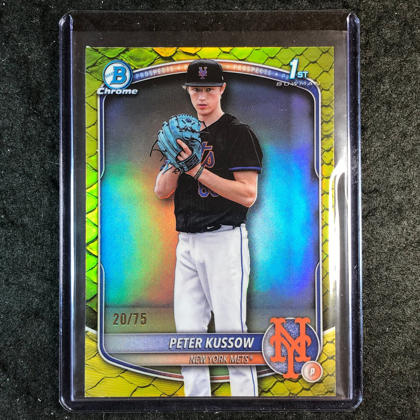 2025 Bowman Draft PETER KUSSOW 1st Bowman Chrome Yellow Reptilian 20/75 #179