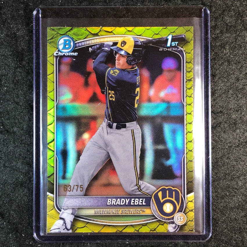 2025 Bowman Draft BRADY EBEL 1st Bowman Chrome Yellow Reptilian 63/75 #194