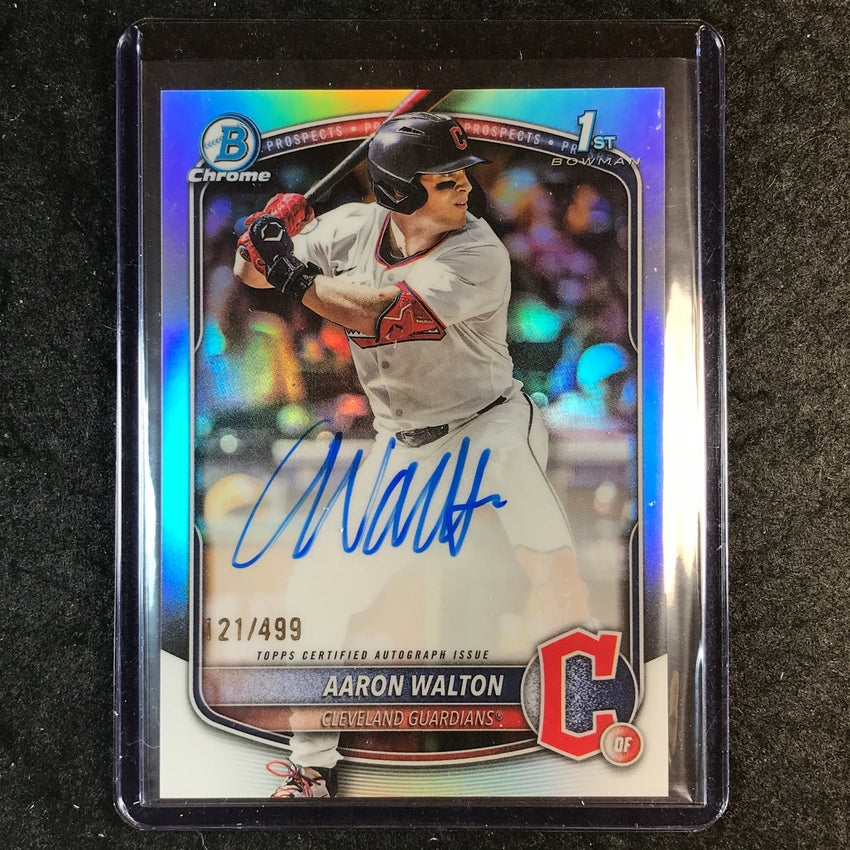 2025 Bowman Draft AARON WALTON Chrome Prospect 1st Bowman Auto Refractor 121/499