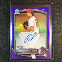 2025 Bowman Draft CHASE SHORES Chrome Prospect 1st Bowman Auto Purple 146/250