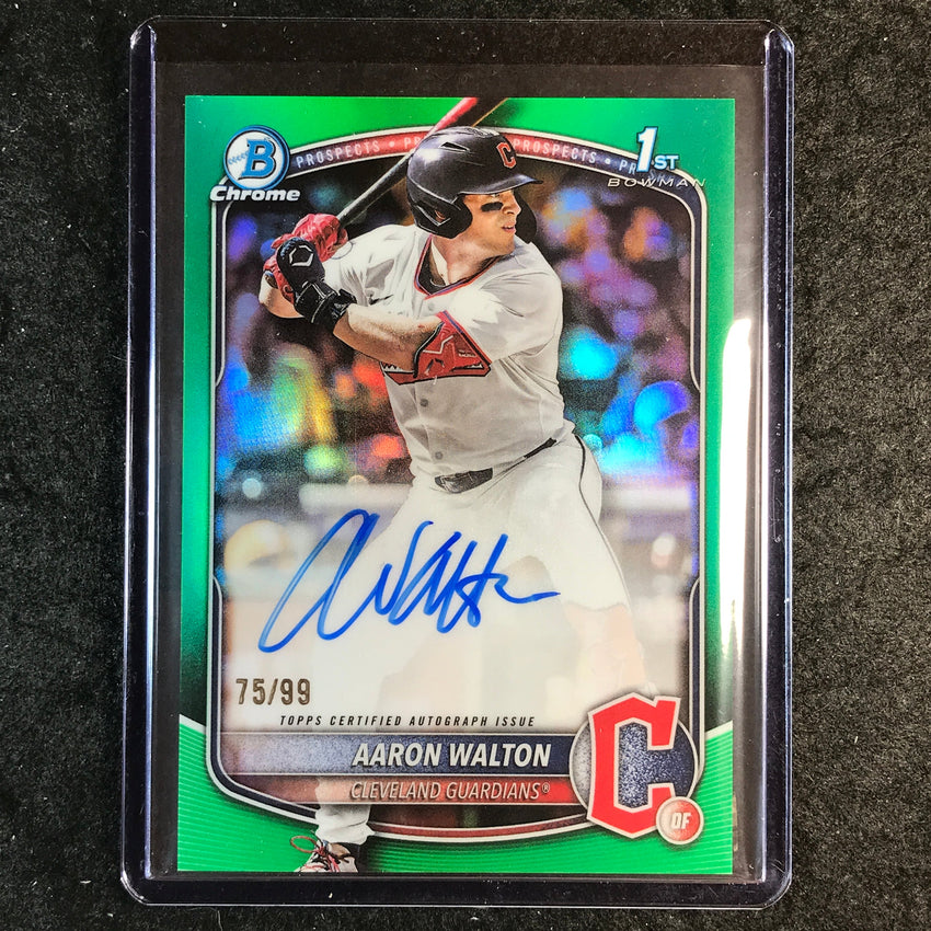 2025 Bowman Draft AARON WALTON Chrome Prospect 1st Bowman Auto Green 75/99