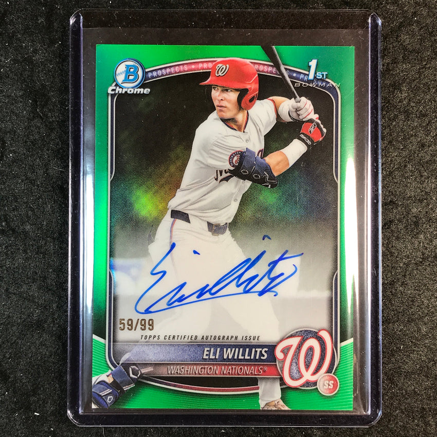 2025 Bowman Draft ELI WILLITS Chrome Prospect 1st Bowman Auto Green 59/99