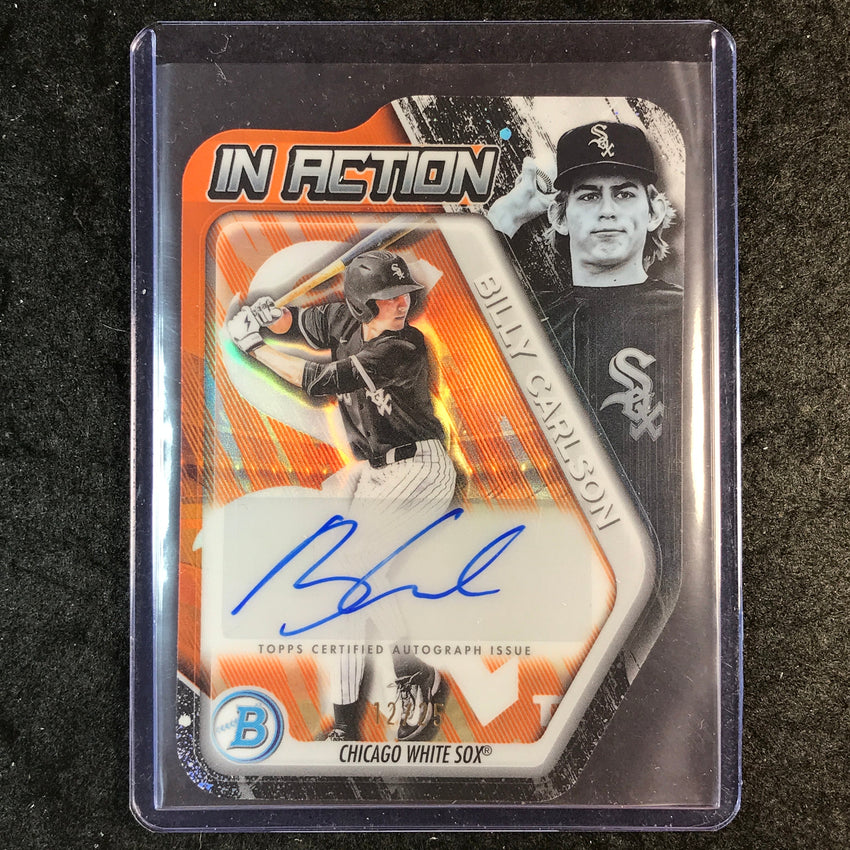 2025 Bowman Draft BILLY CARLSON In Action Autographs Die-Cut Orange 12/25