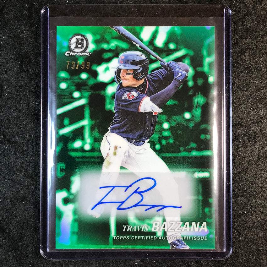 2025 Bowman Draft TRAVIS BAZZANA Achromatic Autographs Green 73/99