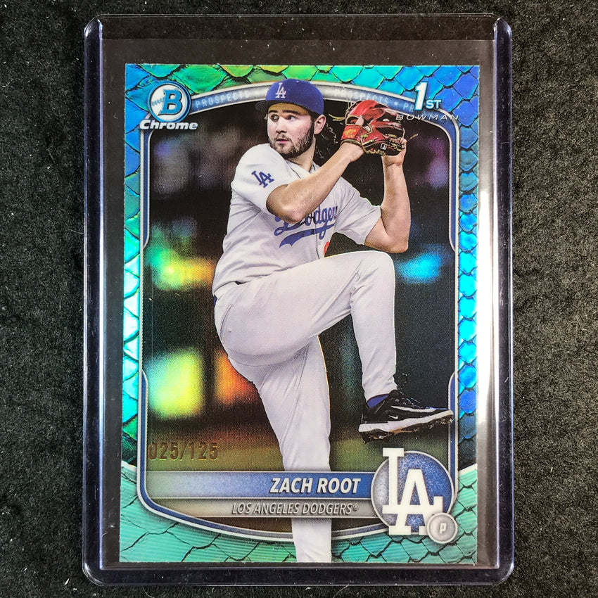 2025 Bowman Draft ZACH ROOT 1st Bowman Chrome Aqua Reptilian 25/125 #22