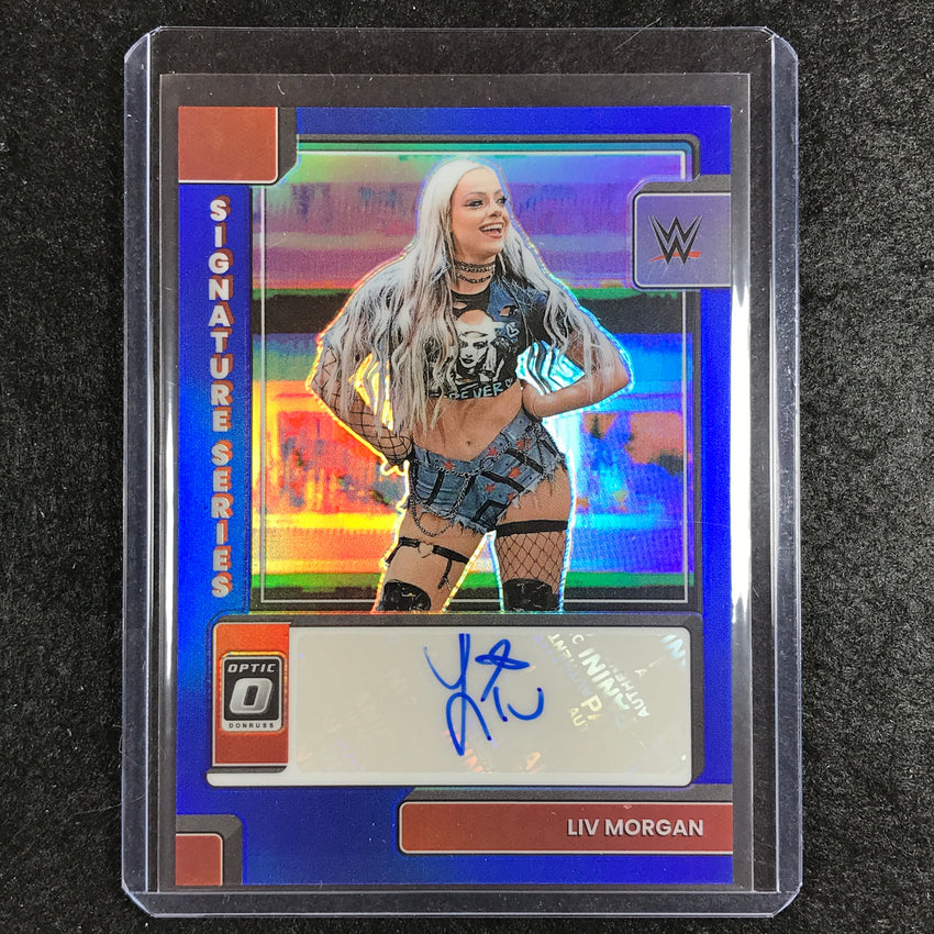 2023 Chronicles WWE LIV MORGAN Donruss Optic Signature Series Auto Blue 23/49