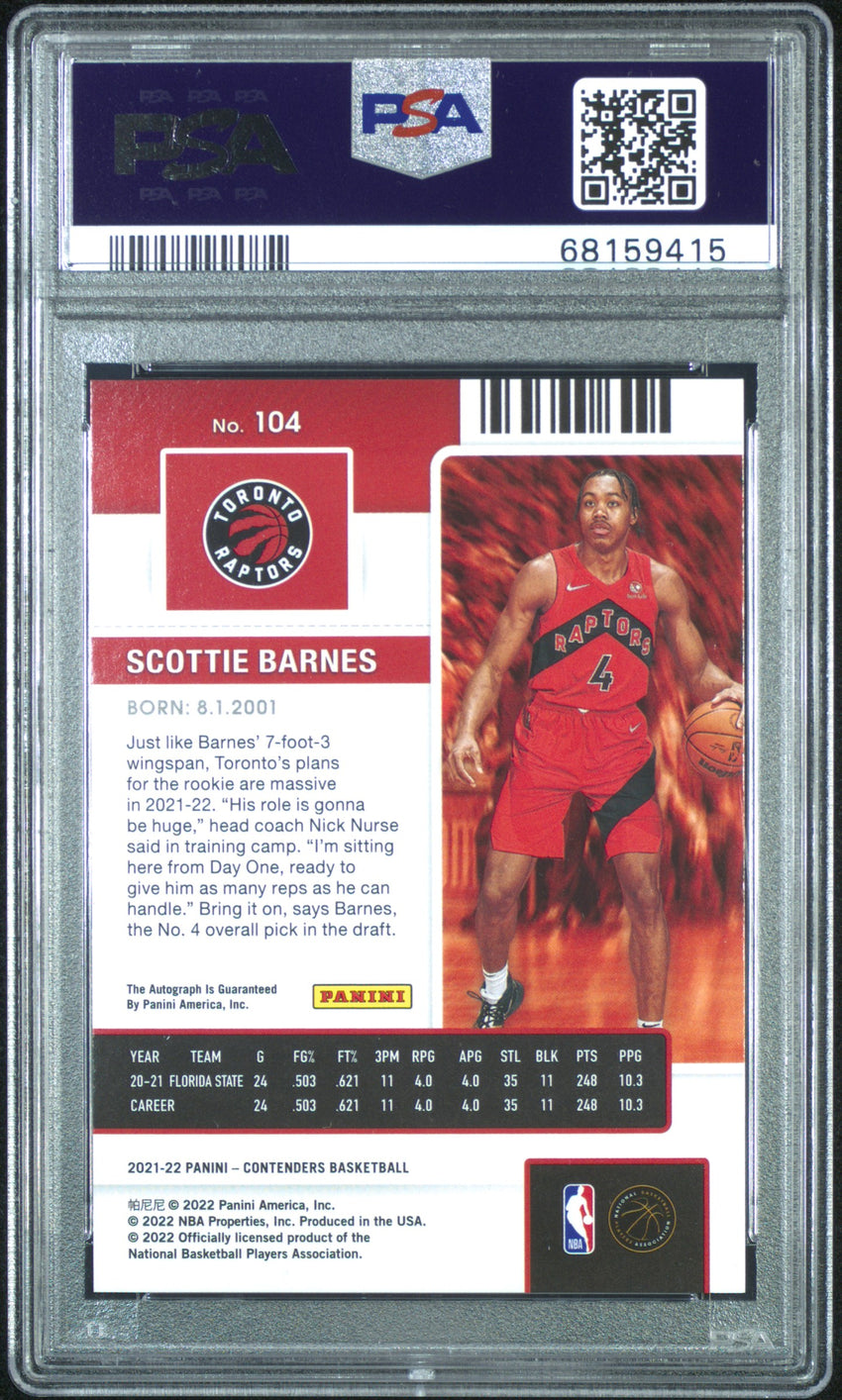2021 Panini Contenders Scottie Barnes Autograph-Cracked Ice #104 PSA 8 68159415