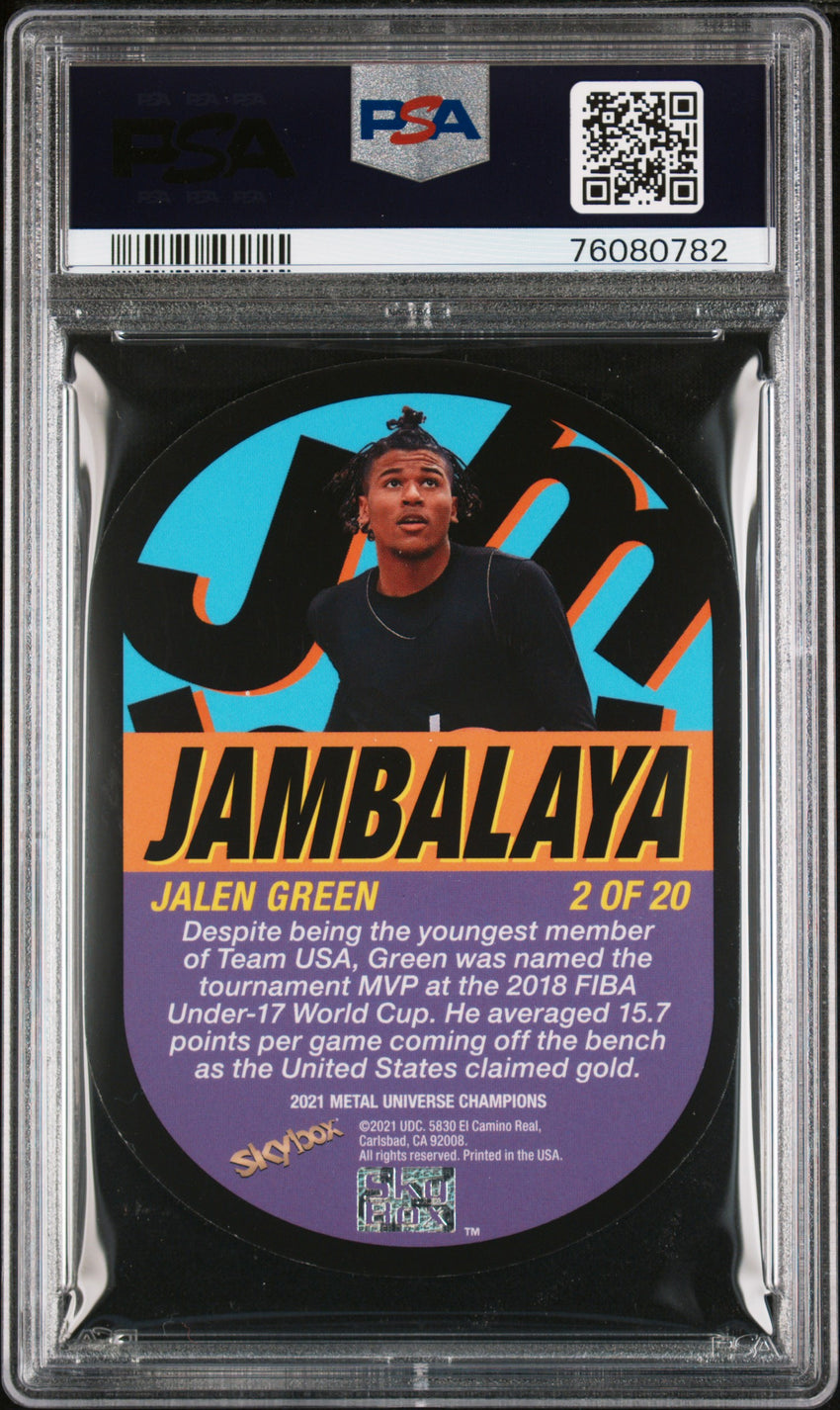 2021 Skybox Metal Universe Champions Jambalaya Jalen Green Jambalaya #2 PSA 8 76080782