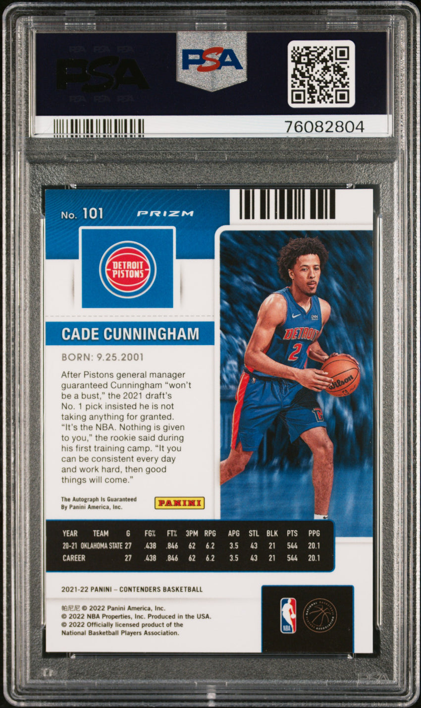2021 Panini Contenders Cade Cunningham Au-Prem.Ed-Green Shimmer #101 PSA 9 76082804