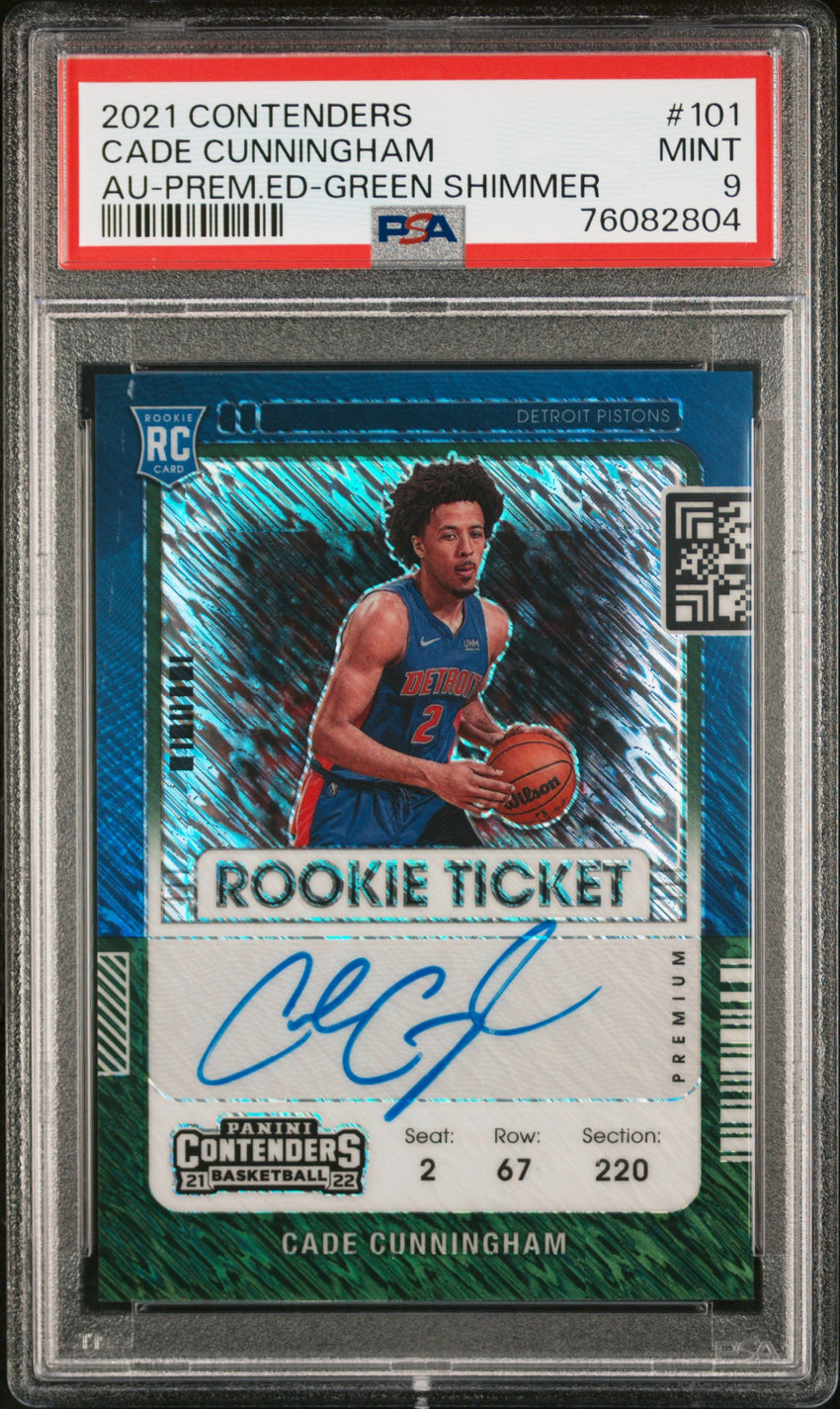 2021 Panini Contenders Cade Cunningham Au-Prem.Ed-Green Shimmer #101 PSA 9 76082804