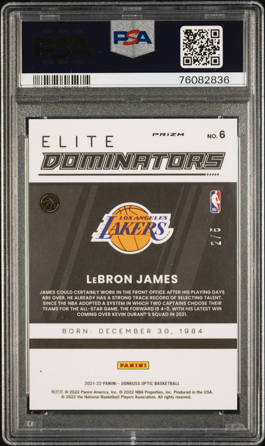 2021 Panini Donruss Optic Elite Dominators Lebron James Elite Dominators-Green #6 PSA 6 76082836