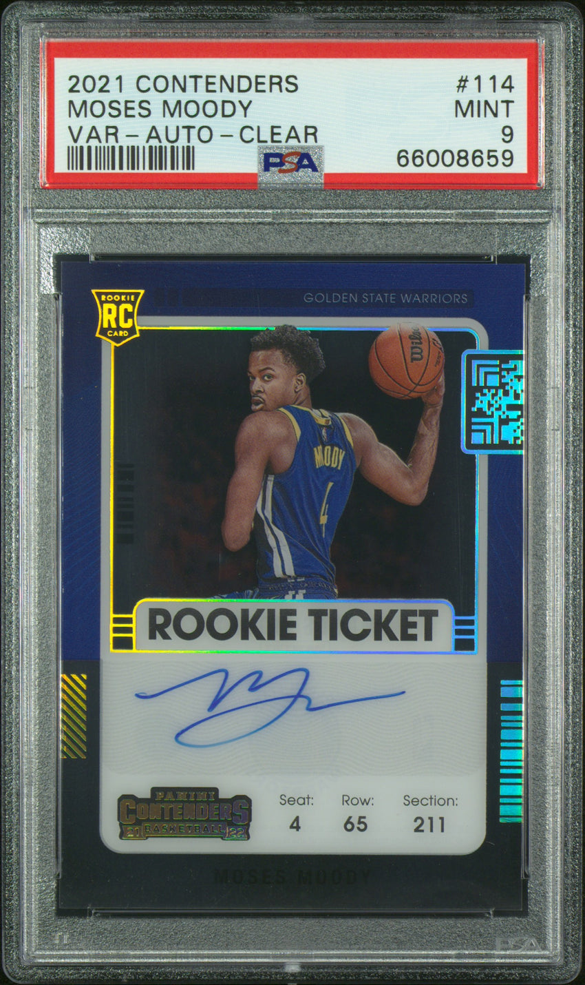 2021 Panini Contenders Moses Moody Var-Auto-Clear #114 PSA 9 66008659