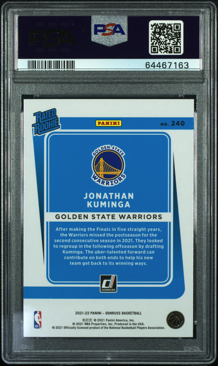 2021 Panini Donruss Jonathan Kuminga Choice #240 PSA 10 64467163