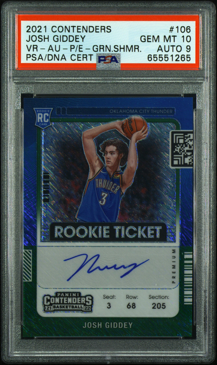 2021 Panini Contenders Josh Giddey Vr-Au-P/E-Grn.Shmr. AU #106 PSA 10 65551265