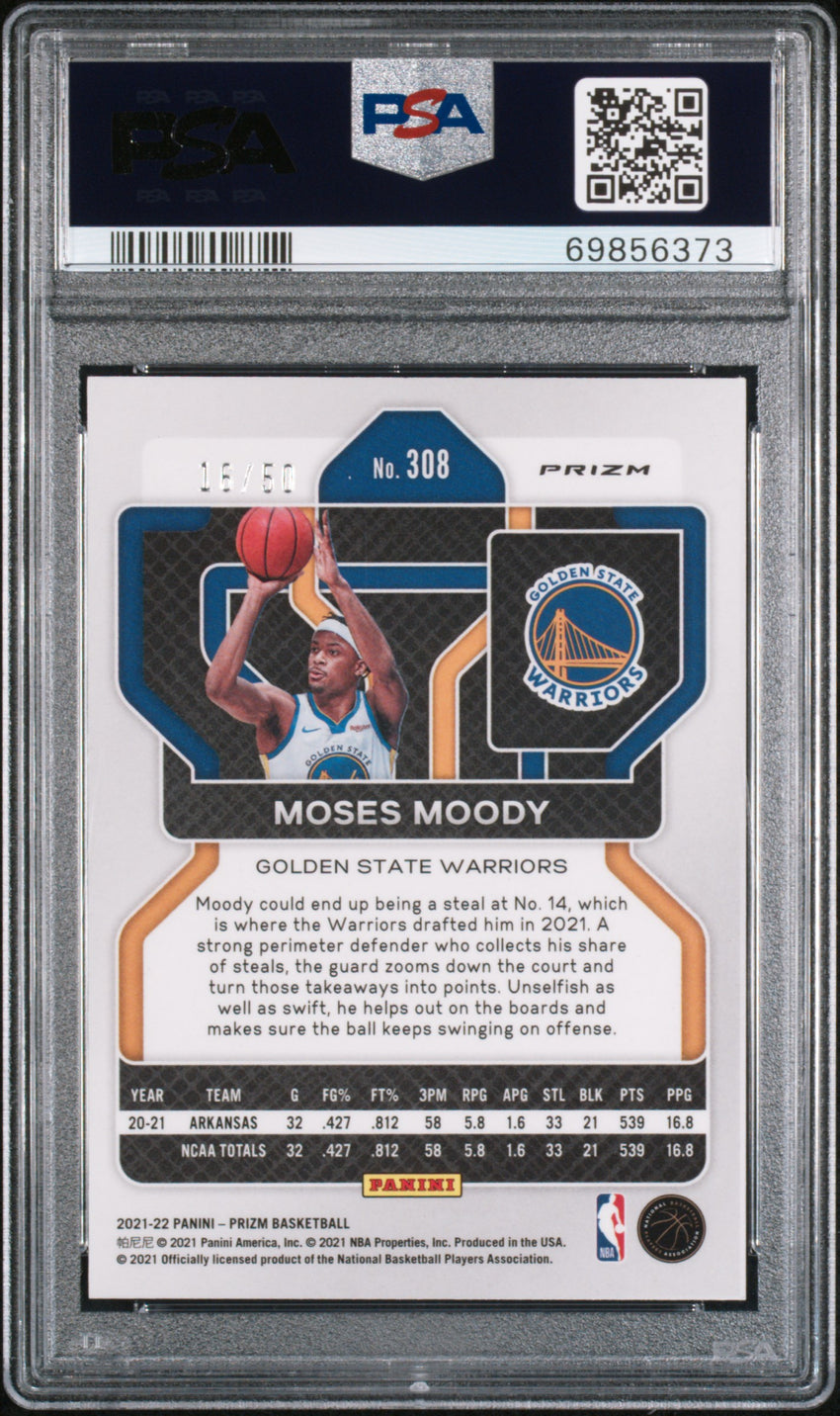 2021 Panini Prizm Moses Moody Pink Fast Break #308 PSA 10 69856373