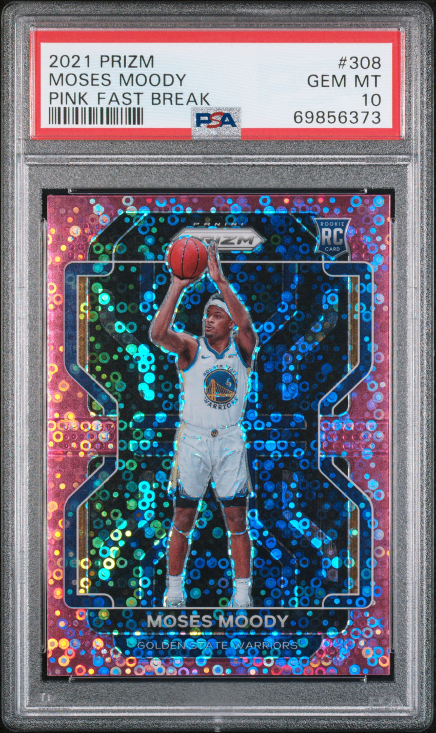 2021 Panini Prizm Moses Moody Pink Fast Break #308 PSA 10 69856373
