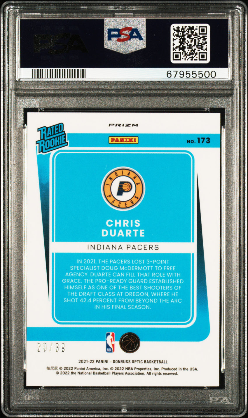 2021 Panini Donruss Optic Chris Duarte Black Velocity #173 PSA 9 67955500
