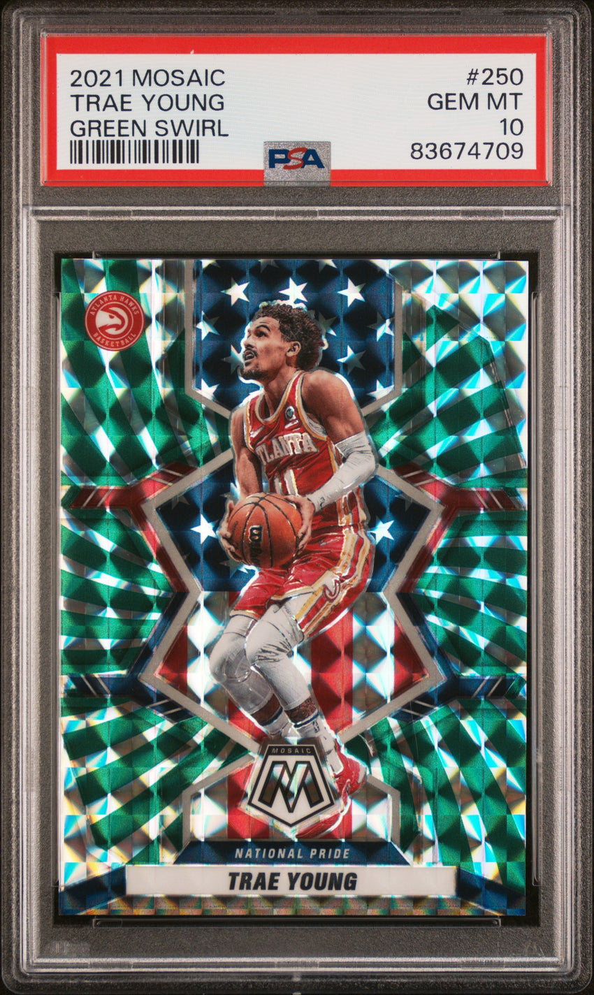 2021 Panini Mosaic Trae Young Green Swirl #250 PSA 10 83674709
