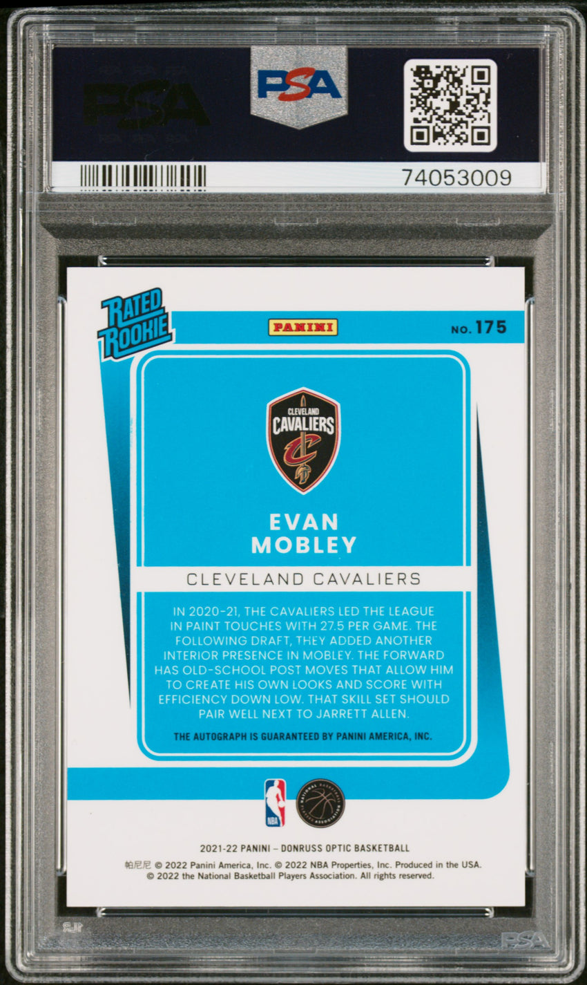 2021 Panini Donruss Optic Evan Mobley Autograph #175 PSA 9 74053009