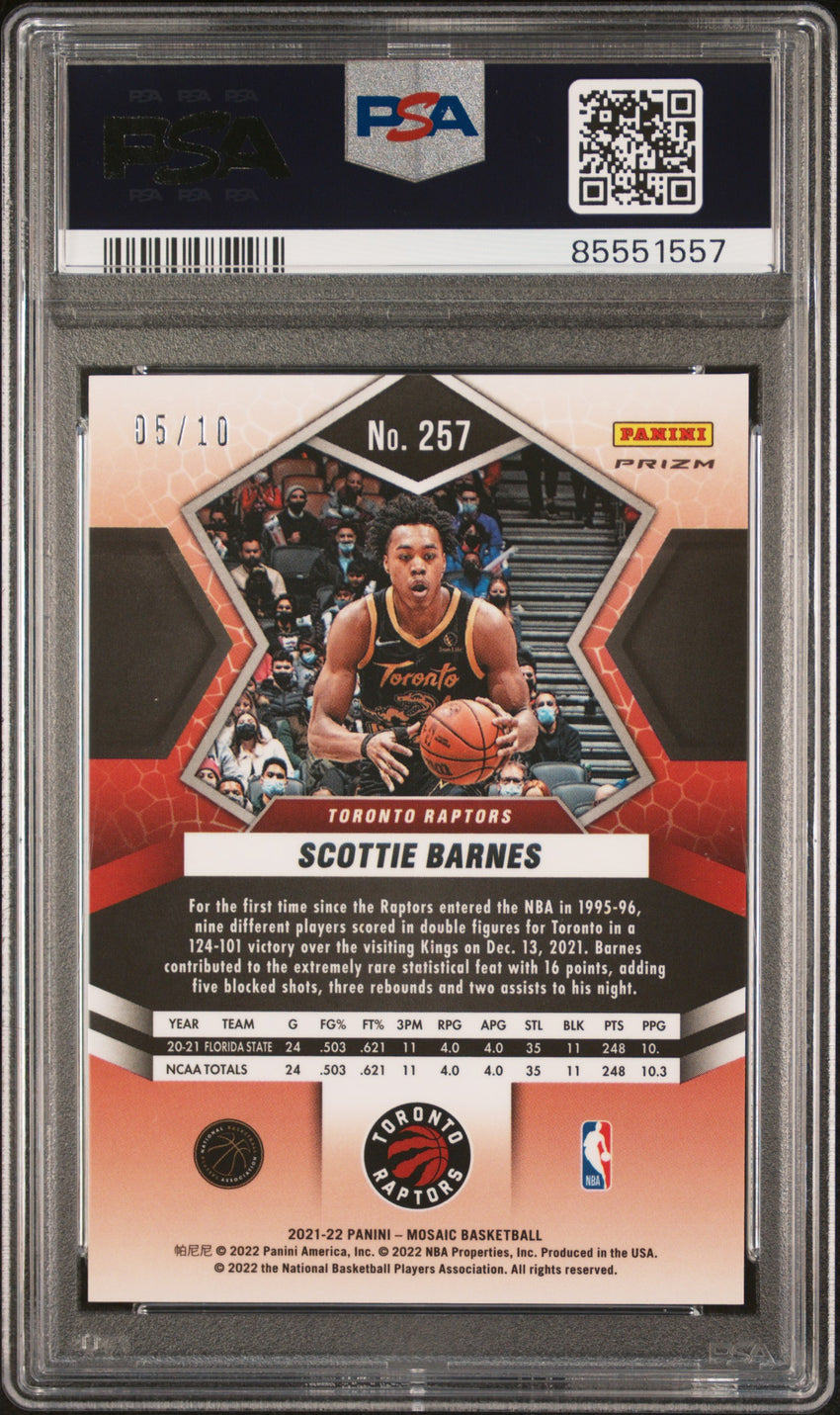 2021 Panini Mosaic Scottie Barnes Gold Fast Break #257 PSA 10 85551557
